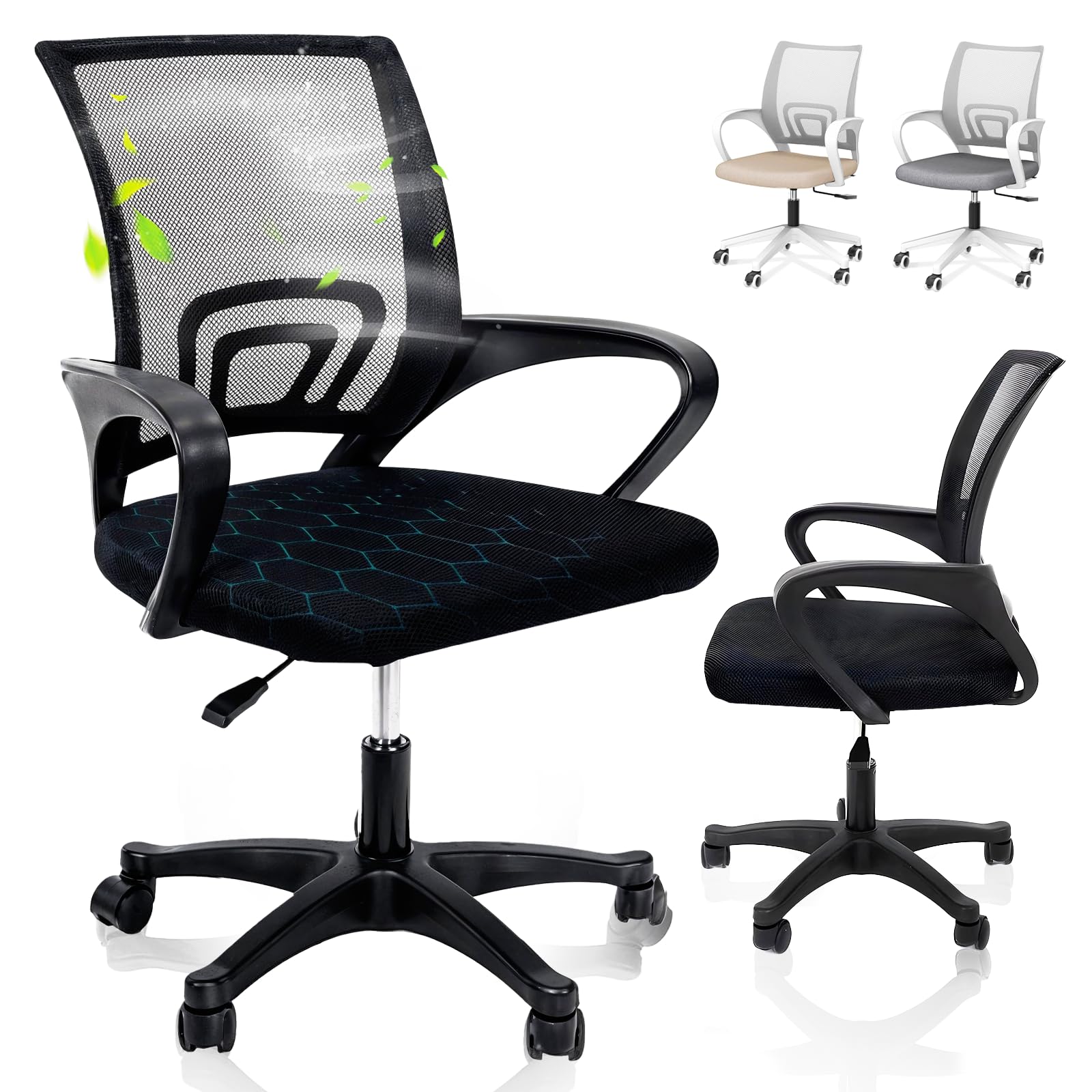 EveryKip® Silla Escritorio Ergonomica Ajustable con Apoyo Lumbar Negro| Ruedas Anti-Arañazos 360° | Sillas Oficina Ejecutiva Transpirable | Cadeira Ergonómica Office Chair