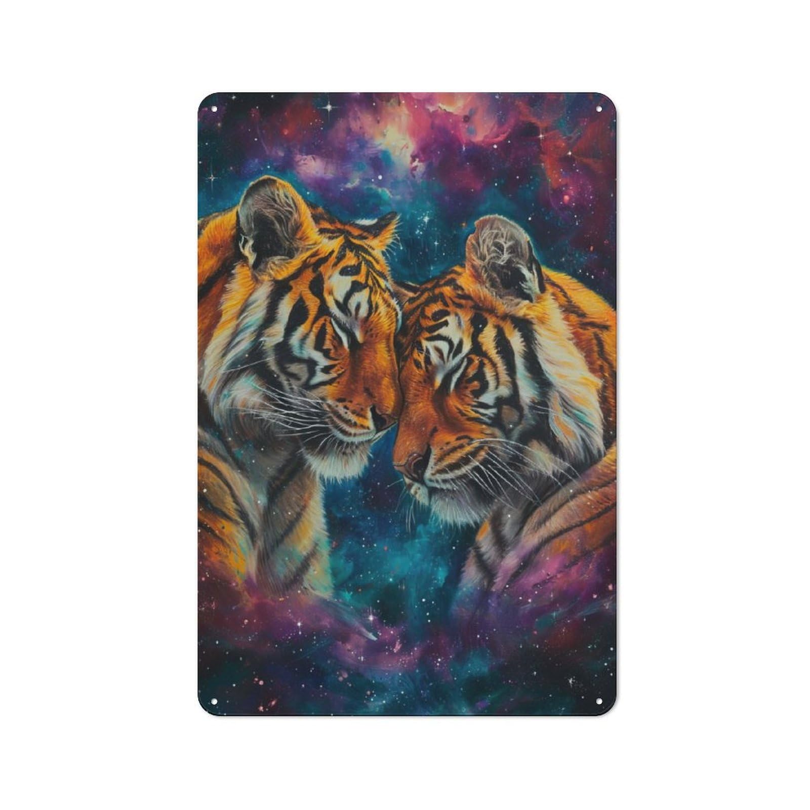 Junmoney Two Tigers In Love Metal Plaque 30X20cm With For Garage Wall, Vintage Decor, For Vintage Wall Decor Fans, For Metal Sign Collectors