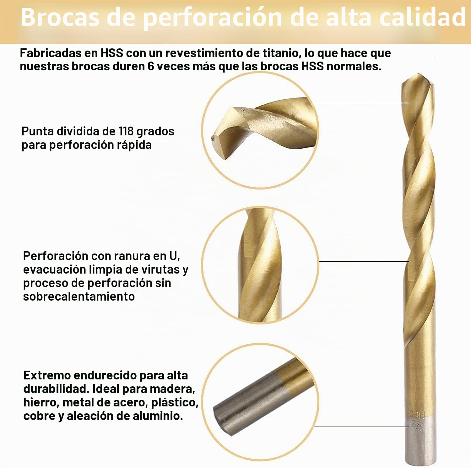 Juego de 230 brocas para metal y madera, diámetro de 1 – 13 mm, revestimiento de titanio, acero DIN338, surtido de HSS lijadas, caja de brocas