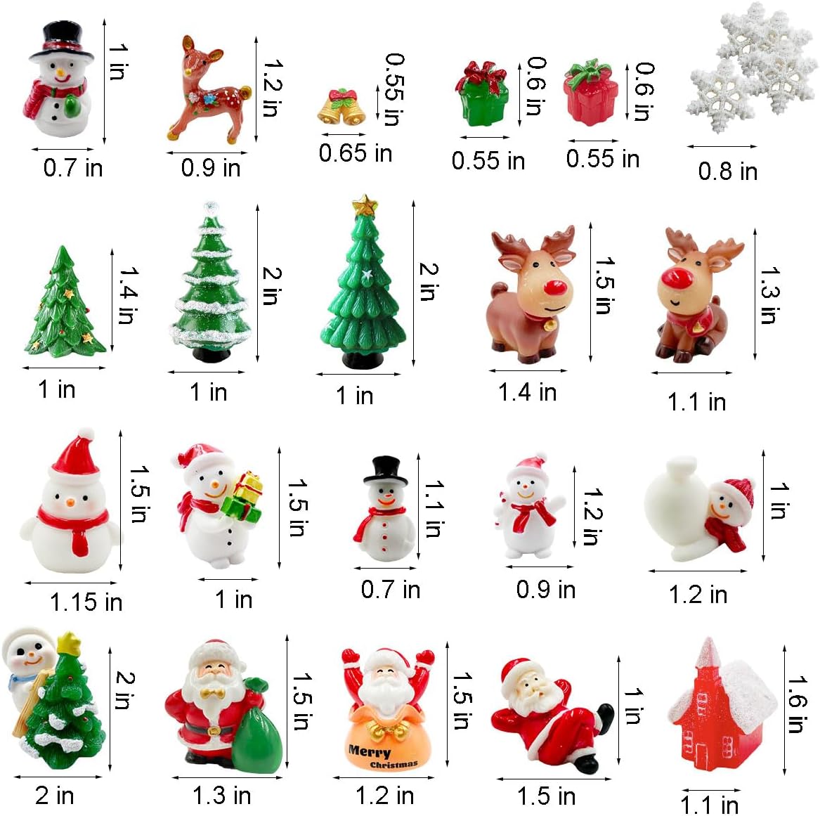 Christmas Miniature Figurines, 25Pcs Winter Mini Resin Animal Figurines Tiny Resin Santa Claus Snowman Elk Figures Model Ornaments for DIY Crafts Xmas Fairy Garden Landscape Snow Globes Home Decor - Image 5