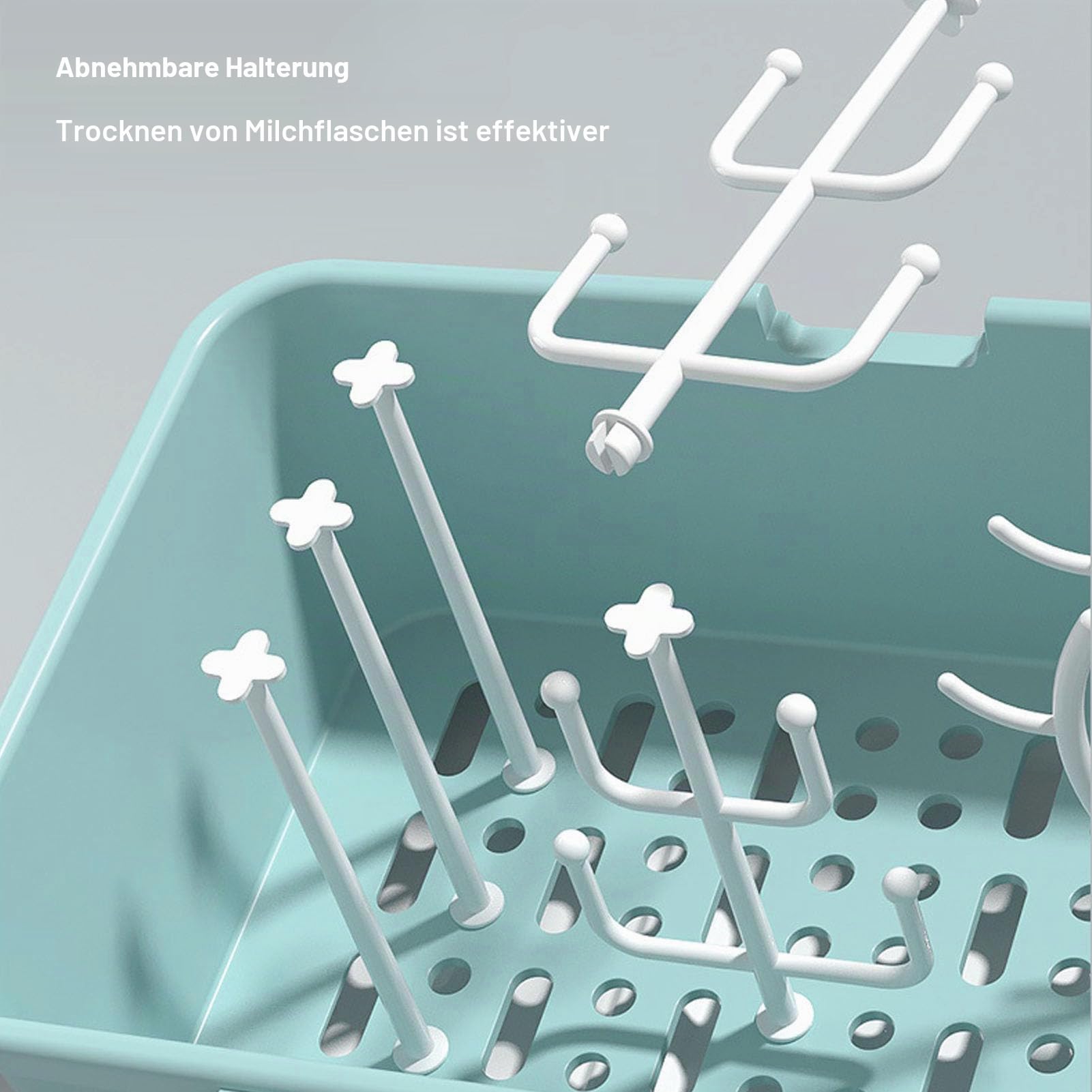 Babyflaschen-Wäscheständer, Aufbewahrungsbox, Organizer mit Staubschutzhülle für das Zuhause von Babys und Kleinkindern (Olivgrün)