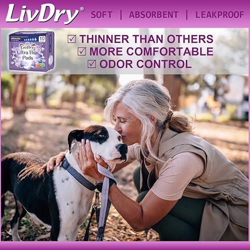 Vista 11 de LivDry Incontinence - Almohadillas ultrafinas para mujer, protección contra fugas y control de olores, extra absorbentes (moderado, 48 unidades)