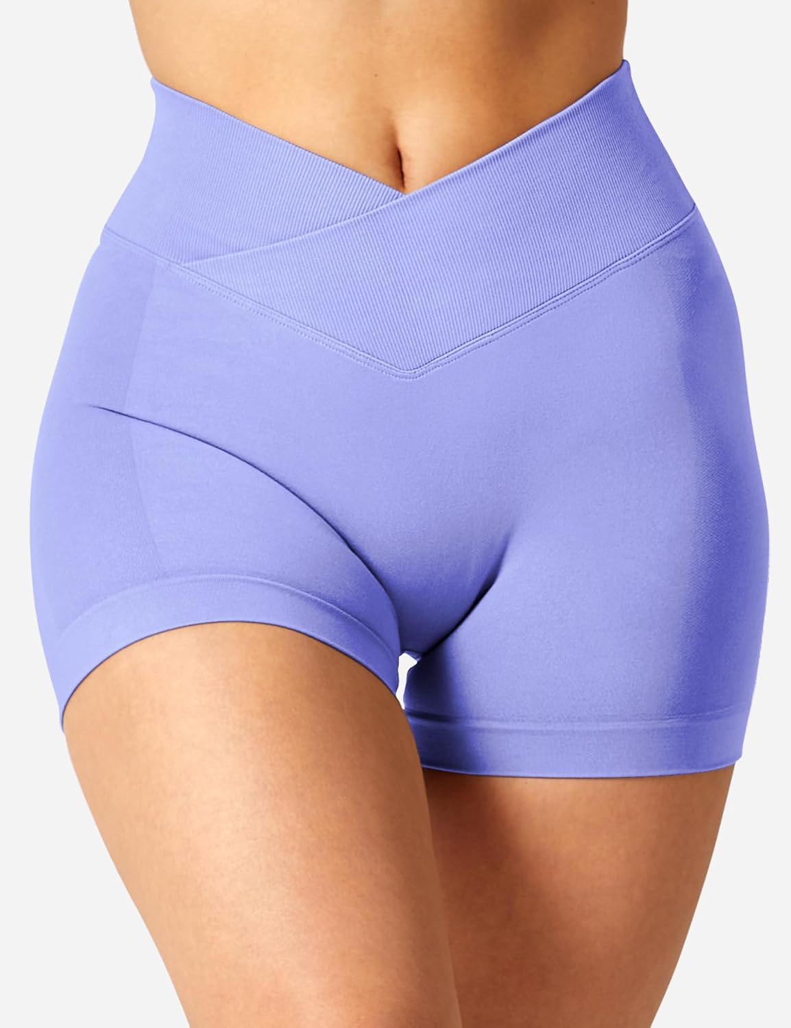 YEOREO Scrunch Butt Workout Shorts Women 3.5" Seamless V Cross Waist Sport Gym Amplify Shorts - Image 4