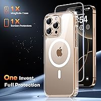 Vista 163 de TAURI Funda magnética 2 en 1 transparente para iPhone 14 Pro, compatible con Magsafe [no amarillenta] con protector de pantalla, protección de grado