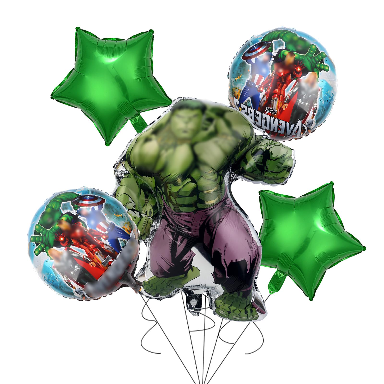 5 Pezzi Set di Palloncini in Pellicola per Festa di Compleanno di Hulk, Decorazione per Compleanno dei Supereroi per Bambini, Set di Palloncini da Cartone Animato per Bambini Ragazzi e Ragazze