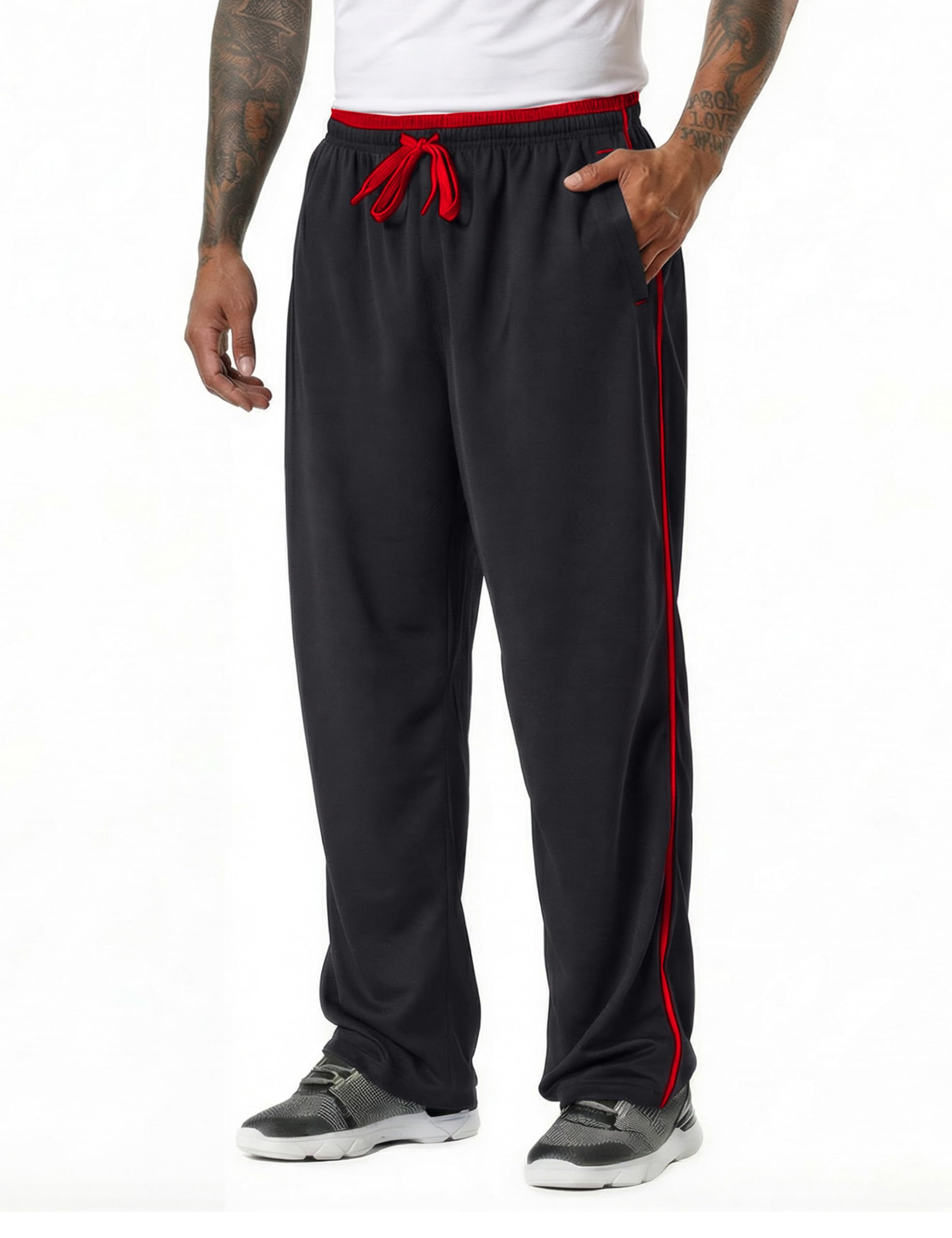 EKLENTSON Herren Trainingshose Jogginghose Mesh Fußball Fitness Schnell Trocknende Hose mit Reißverschlusstaschen