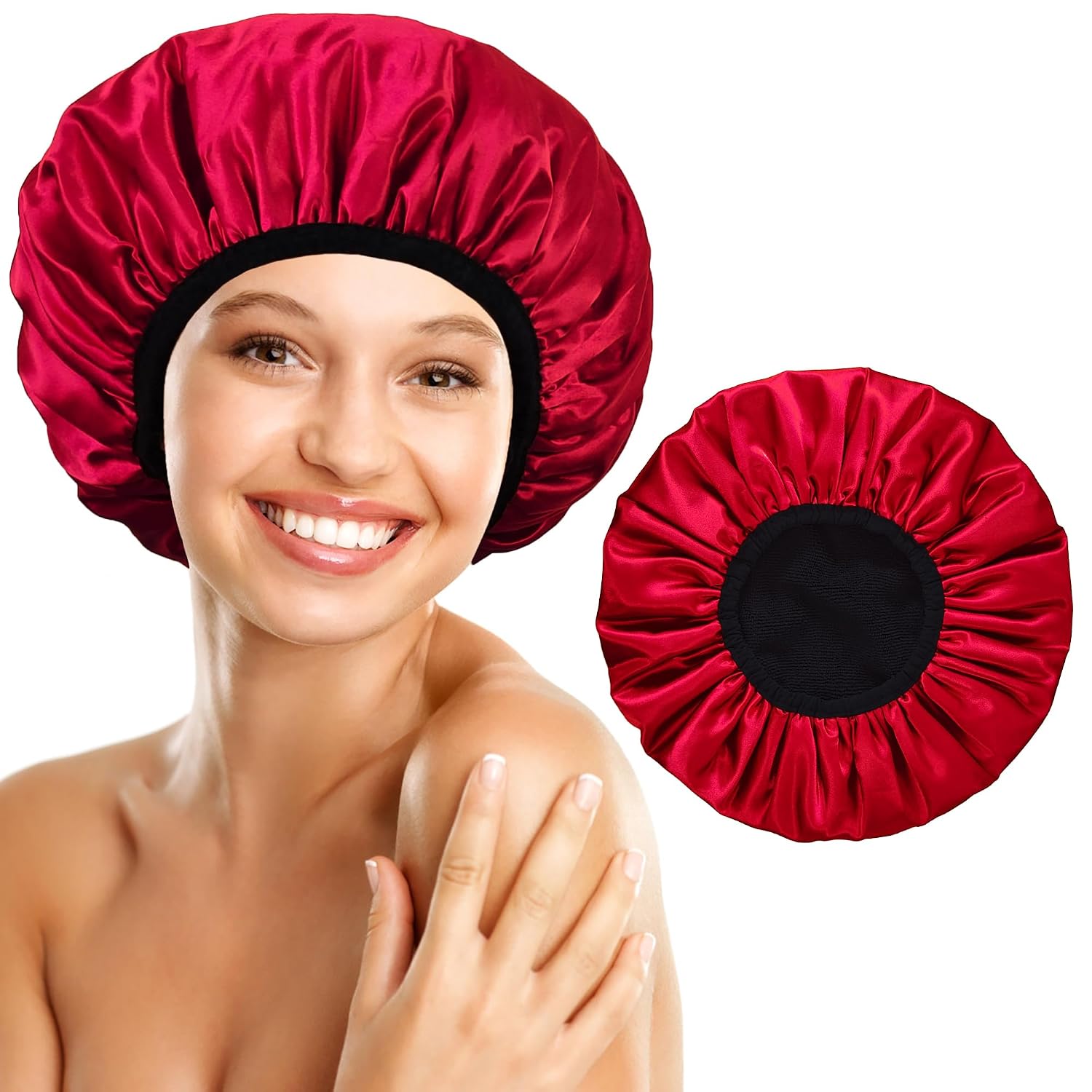 Reusable Waterproof Shower Cap for Long Hair | Terry Lined