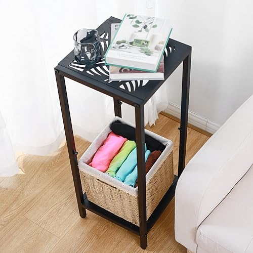 Miniatura 7 de Party Zealot Soporte cuadrado de metal alto de 2 niveles para macetas, estante moderno para macetas de interior, mesa auxiliar de esquina para patio