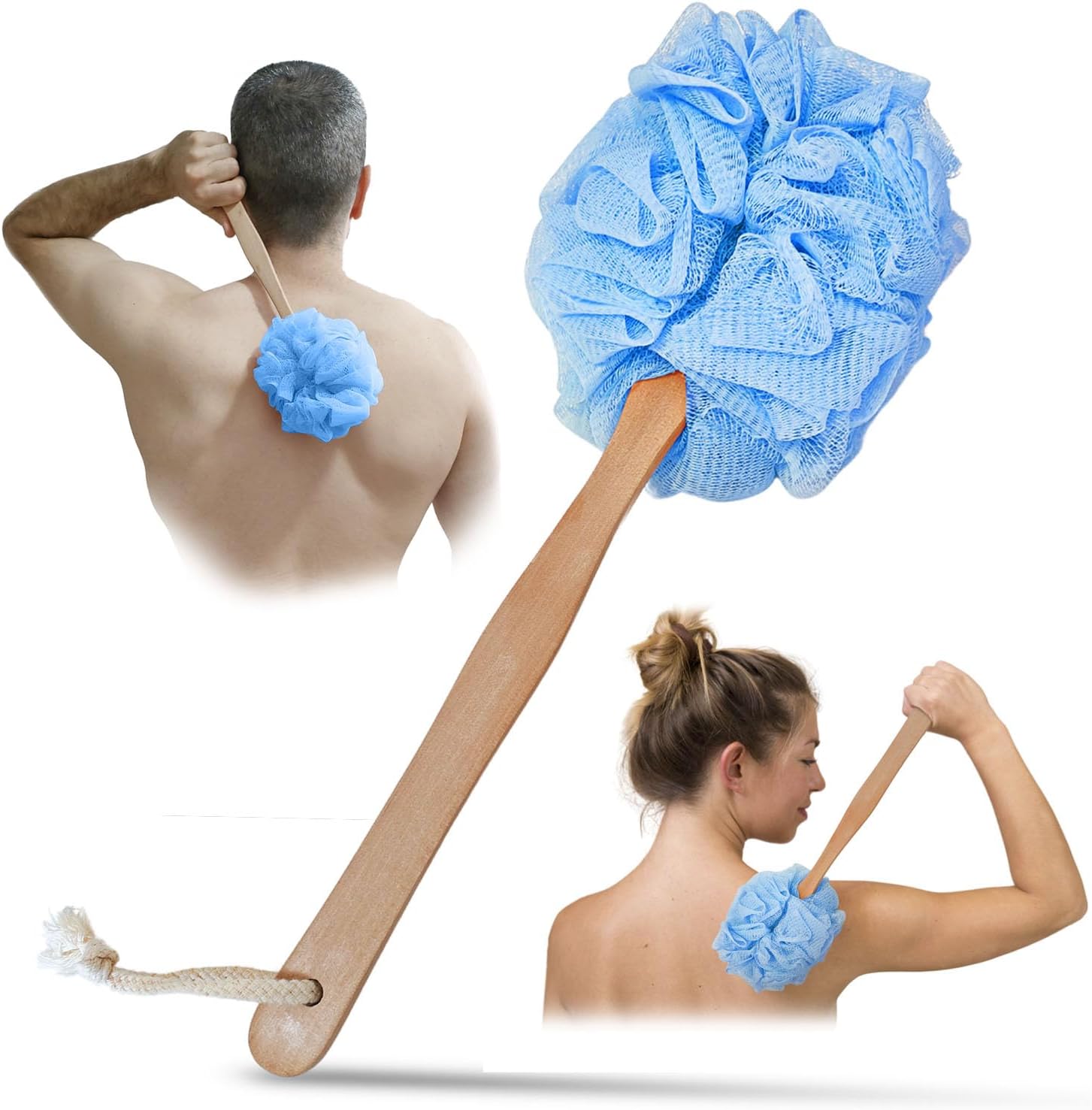 Amazon.com : Jxicleang Back Scrubber for Shower, Back Loofah with Non-Slip Handle, Shower Loofah ...