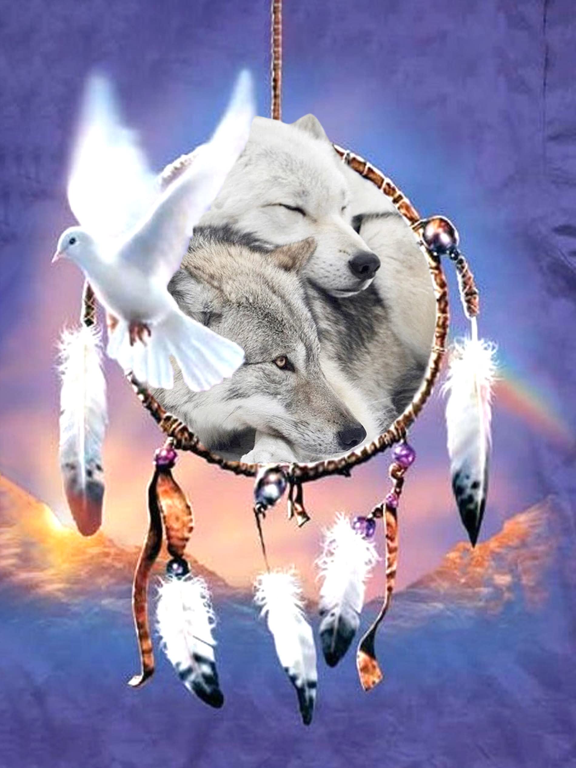 Kit Diamond Painting Hoobee 5D - Lupo Cacciatore Di Sogni, 30x40 Cm, Arte Con Diamanti - Foto 3