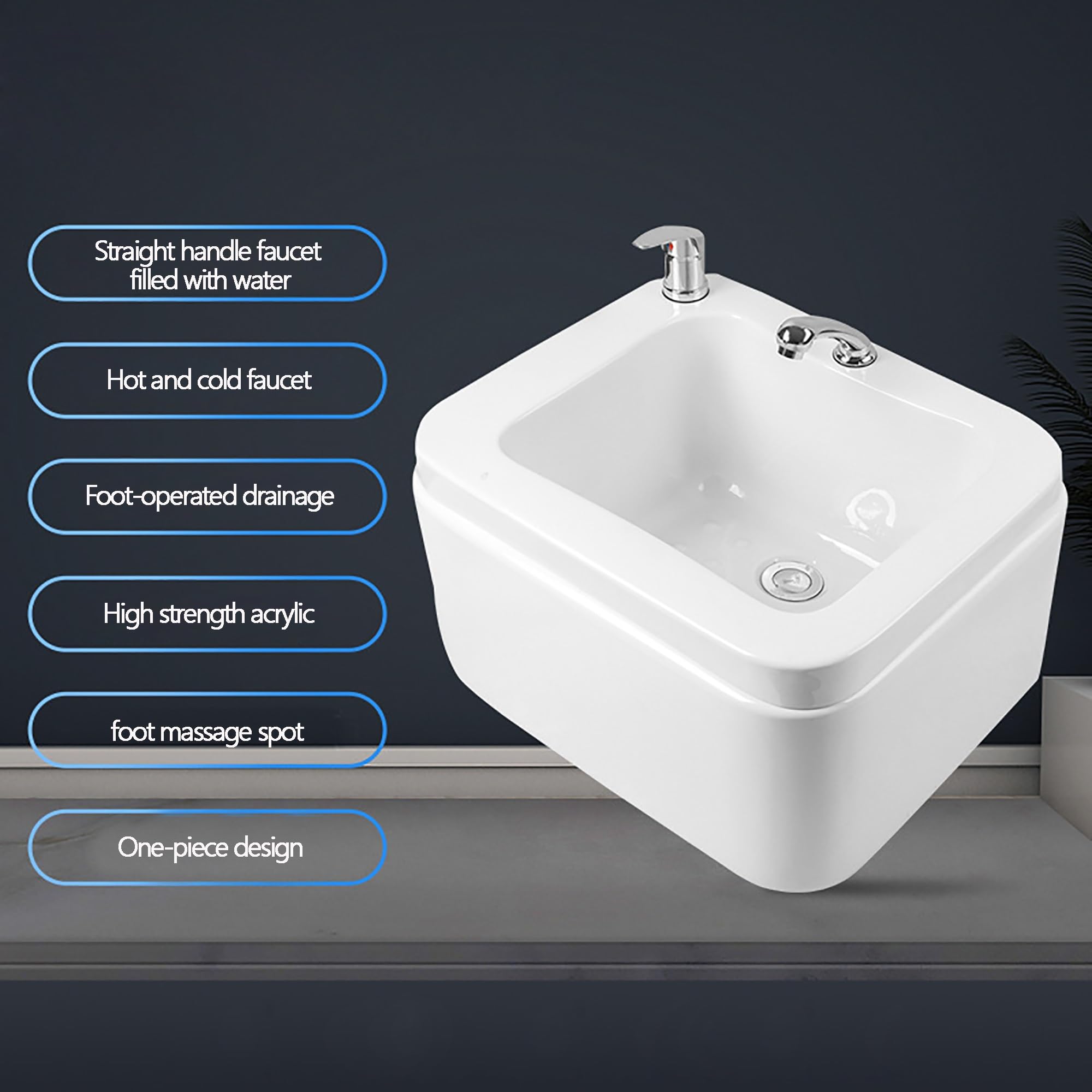 High strength acrylic foot bath, foot spa and massager with heater, Shiatsu and Heated Footbath with Heat Boost Power to Extend Your Relaxation Period ( Color : Silver faucet , Size : 22.4*18.1*16.9in