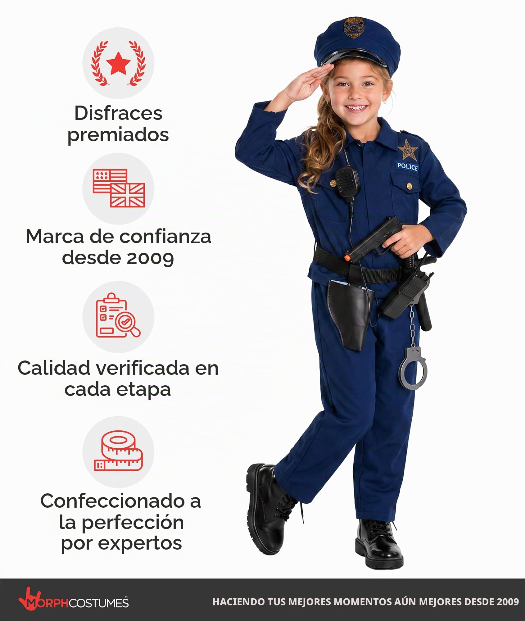 Morph Disfraz Policia Niño, Disfraz Policia Halloween Niño