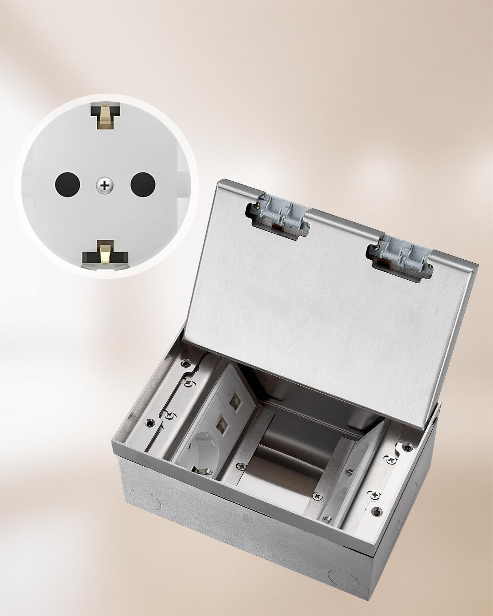 Bodentank Bodensteckdose 16A 4000W: Einbausteckdose 3 Steckdosen + 2 RJ45