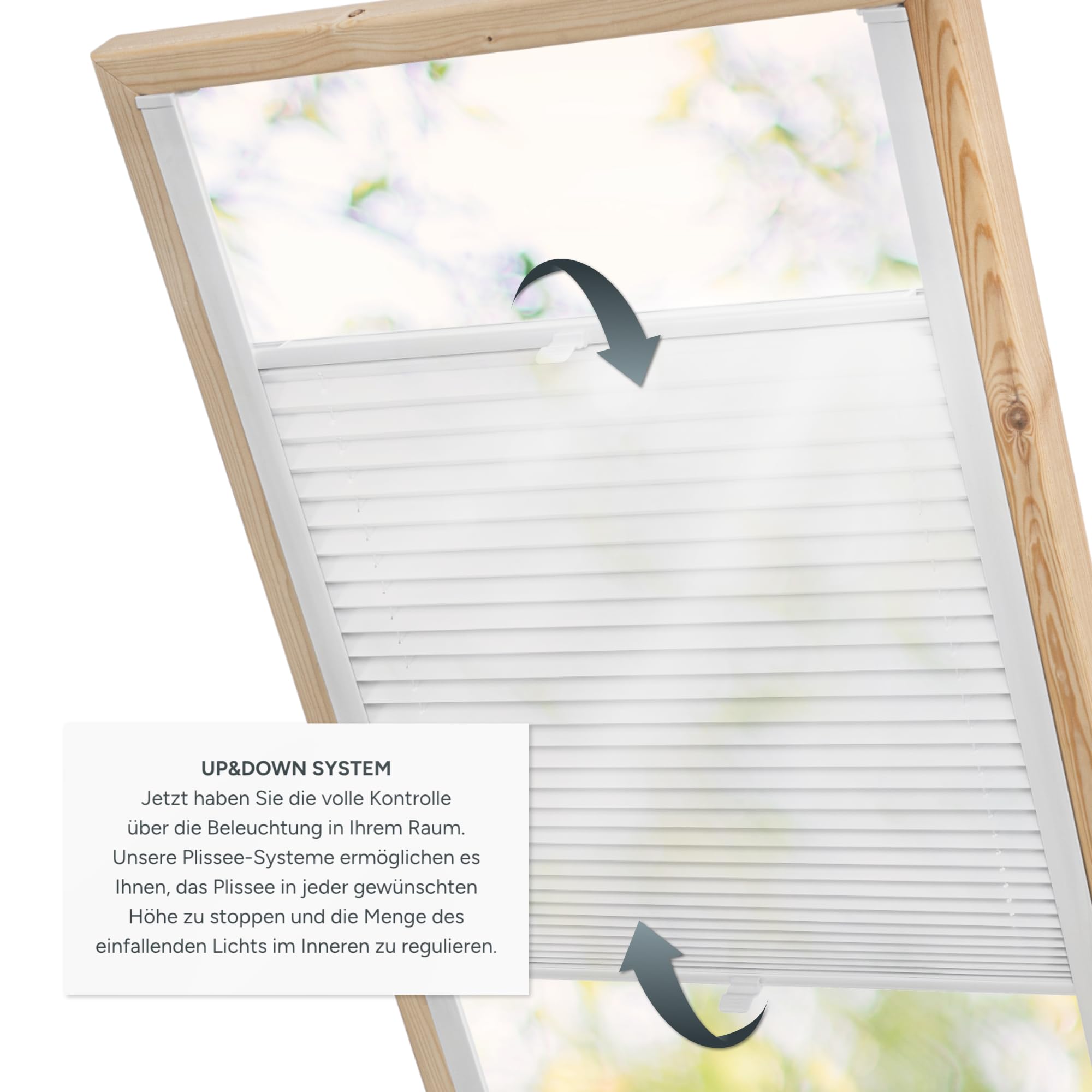 Estika Store plissé pour fenêtre de Toit avec perçage pour fenêtres Velux - Modèle: SK06 - Couleur du Tissu: Blanc - Store intérieur plissé pour Les fenêtres de Toit