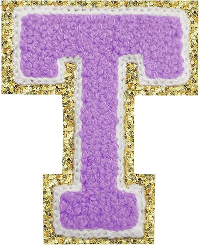 Miniatura 362 de Parches de letras termo-adhesivas de felpilla para chaquetas, parches de letras universitarias con brillantina para planchar en la letra azul A