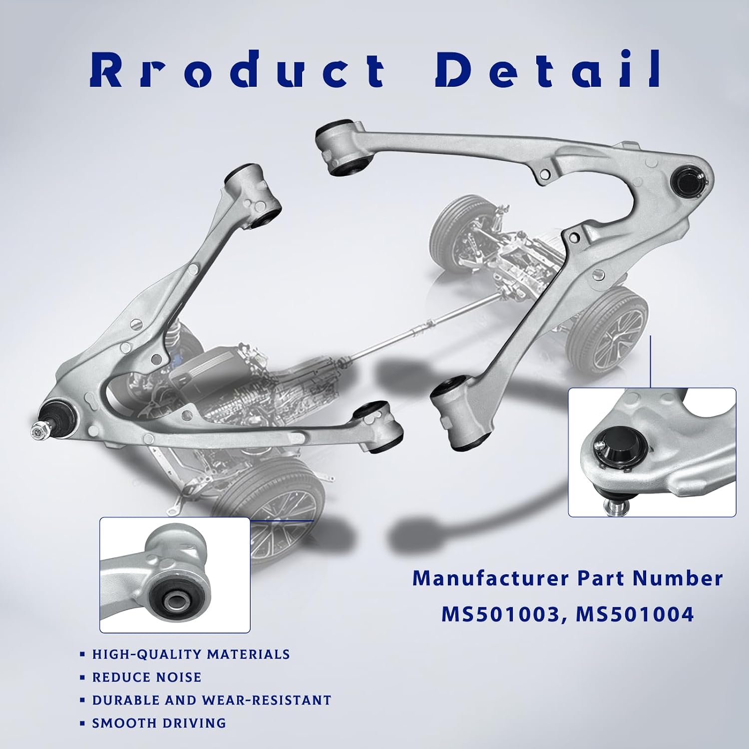 MS501003 MS501004 Front Upper Lower Control Arms w/Ball Joints Suspension Kit Replacement for Chevrolet Silverado1500 Tahoe Avalanche Suburban 1500 Yukon Cadillac Escalade