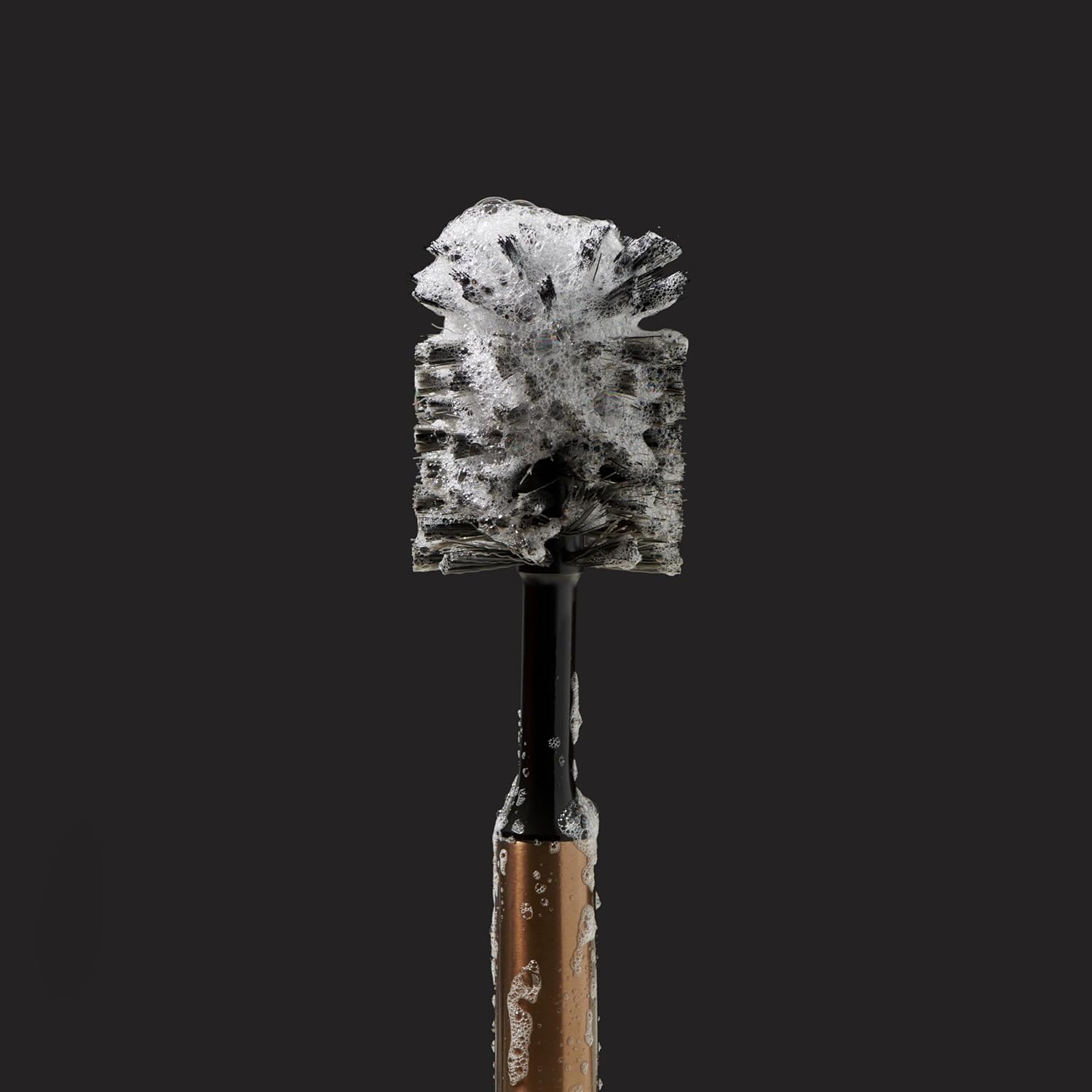 Ionic Bottle Brush, Magnetized to Stand Upright, Stainless Steel with Replaceable Head, Bronze