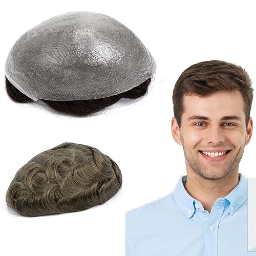 Miniatura 39 de GEXWORLDWIDE GEX - Peluca de cabello humano ultra fino de 62 colores para hombre, 0.002 in, 8 x 10 pulgadas, cabello humano negro azabache oscuro