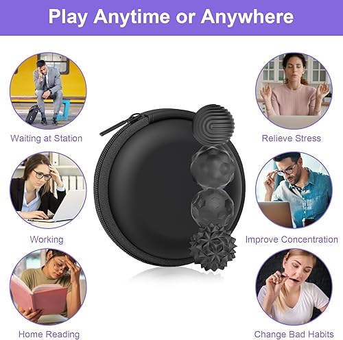 Miniatura 13 de BUSOHA Bolas de silicona para la ansiedad, paquete de 4 juguetes para adultos, juguetes sensoriales para adultos, adolescentes, regalos para calmar