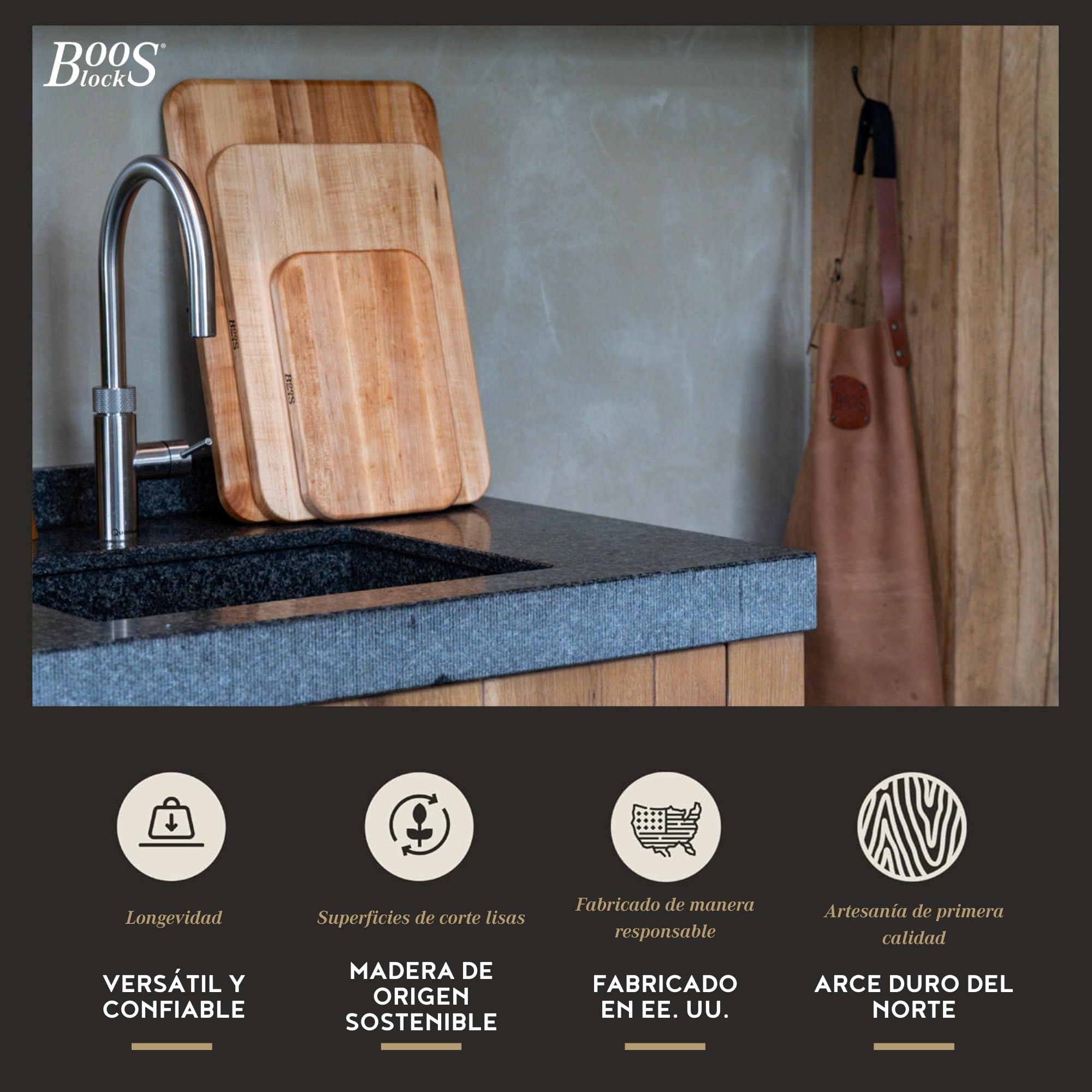 Boos Block Chop-N-Serve - Tabla de Servir - Tabla Cortar Cocina - Madera dura de arce duro de América del Norte - Reversible - 43 x 30,5 x 2,5