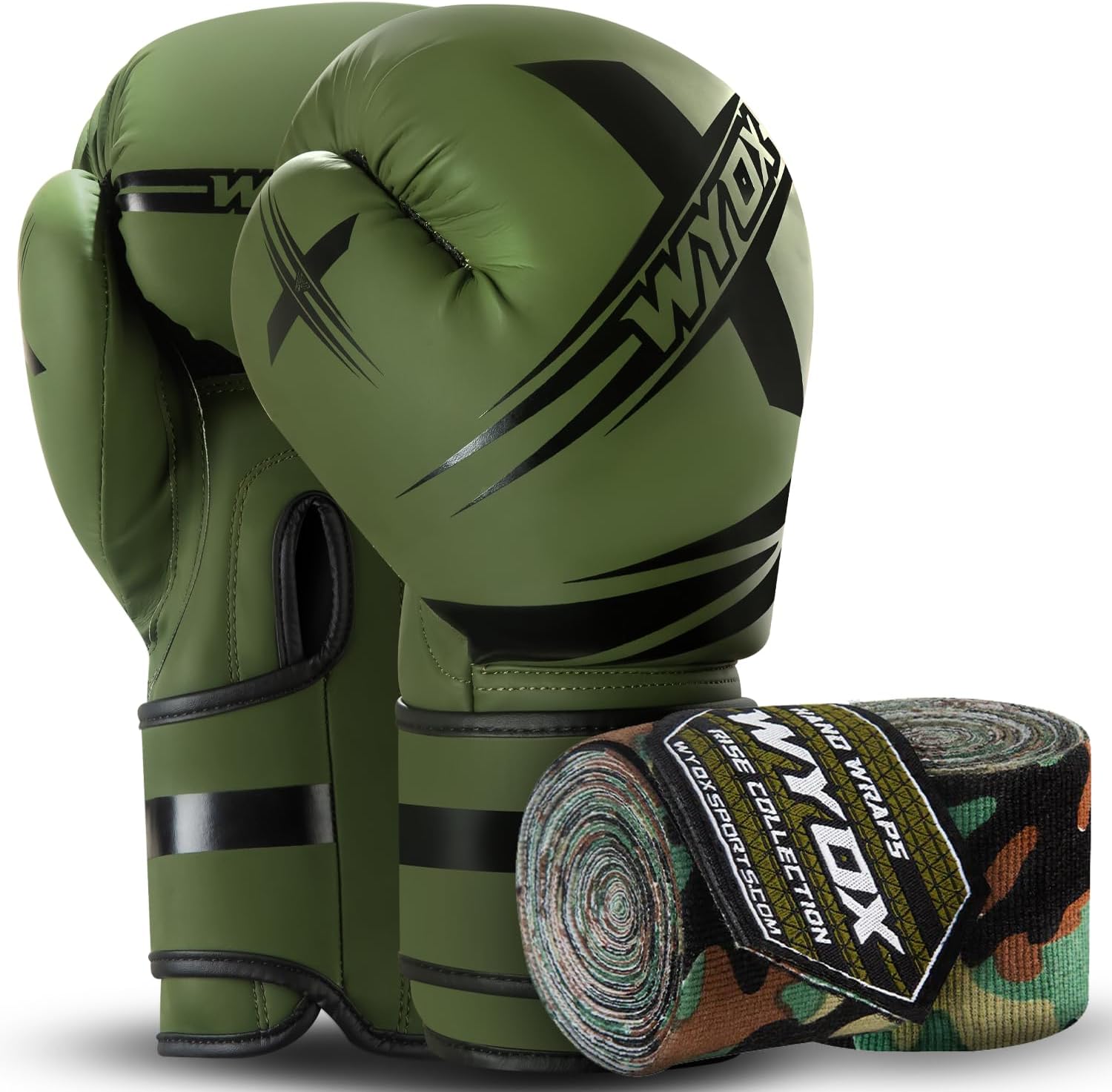 WYOX Boxing Bundle – Pro Training Gloves & 180-Inch Hand Wraps, Maya Hide Leather, Multi-Layered Padding, Wrist Support for Boxing, Muay Thai, MMA, Kickboxing for Men & Women