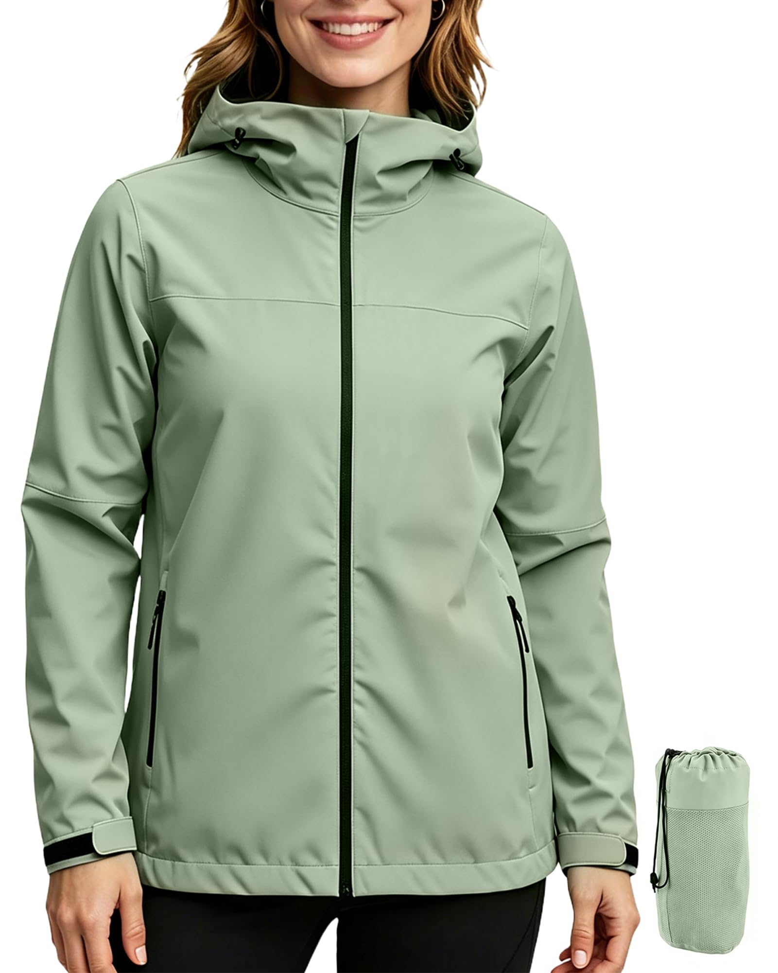 ACCNUO Regenjacke Damen Wasserdicht Atmungsaktiv Regenanzug Freizeitjacke Kapuze Regenjacke Geeignet für Wandern Bergsteigen Angeln und Jagen