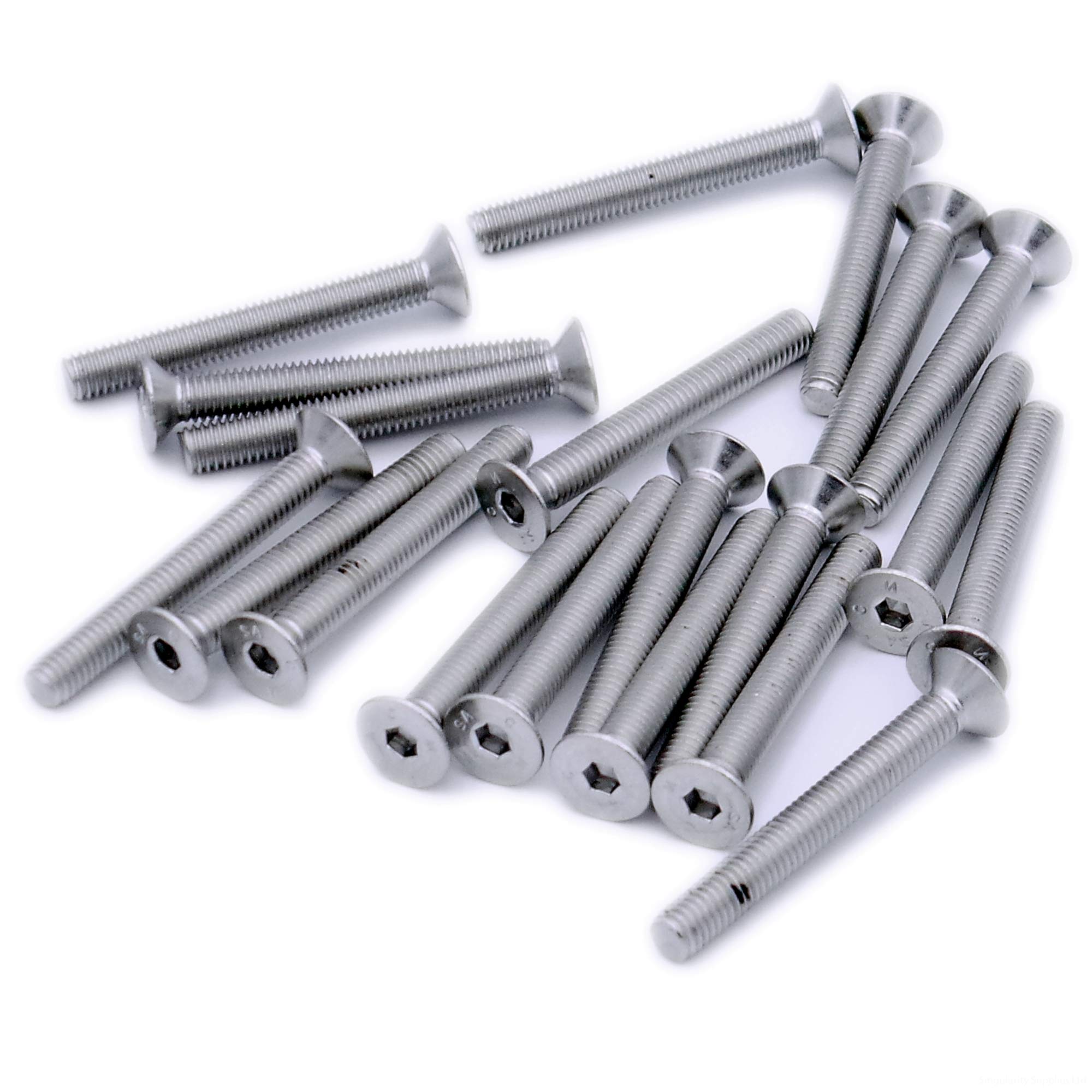 Singularity Supplies Silver M5 (5Mm X 16Mm) Hex Socket Countersunk Machine Screw (Bolt) - Stainless Steel (A2) (Pack Of 20)