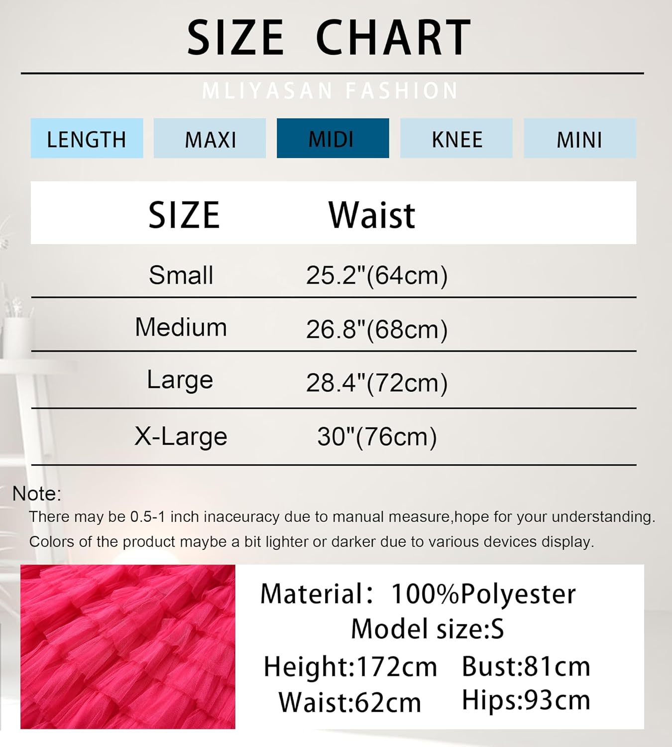 Women’s Layered Ruffles Tulle Skirt Pleated High Waist Fluffy Maxi Skirt Fairy Cake Dress Long Tutu Party Skirt - Image 6