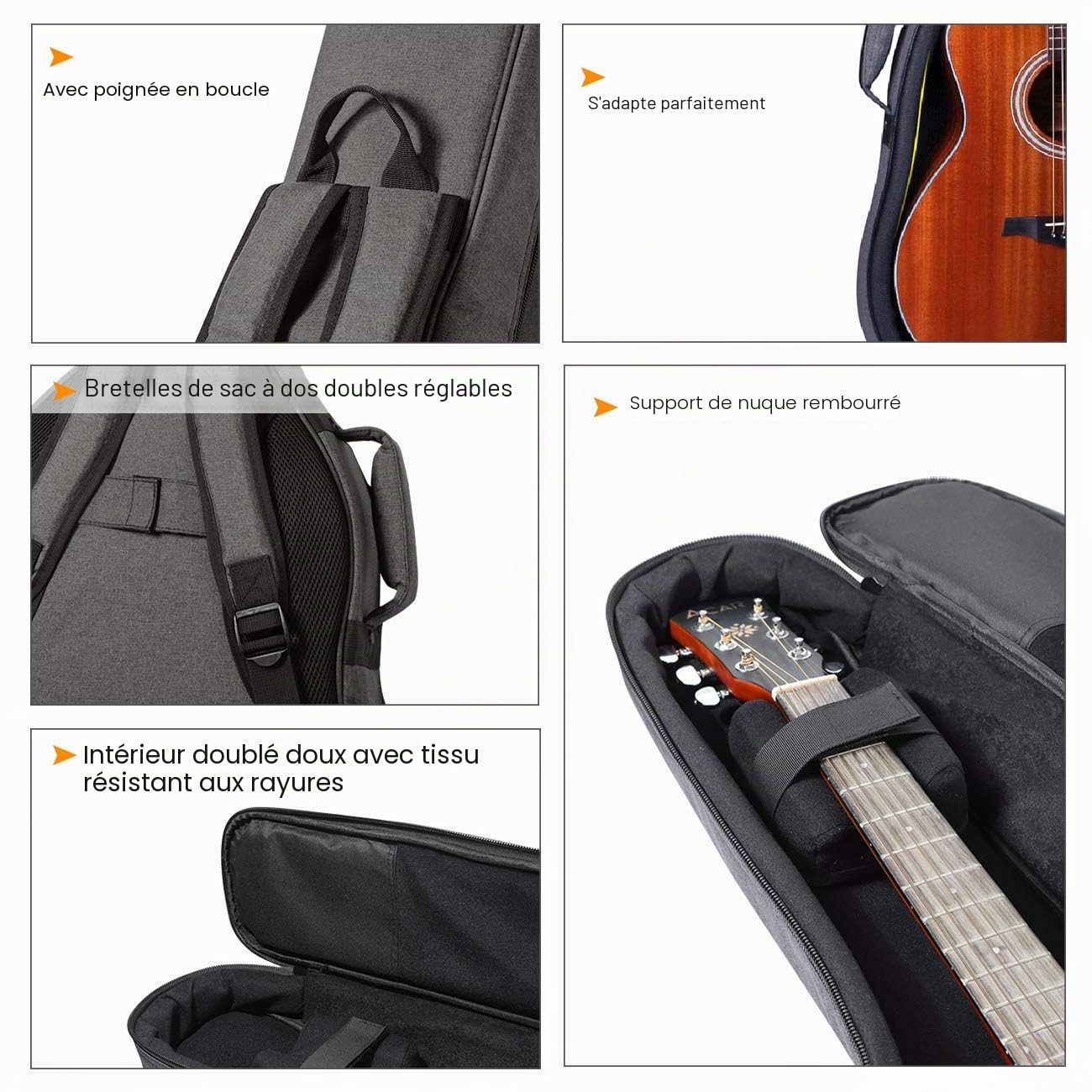 CAHAYA Housses pour Guitare Classique Gigbag Sac rembourré 18mm Etanche Guitare Bag