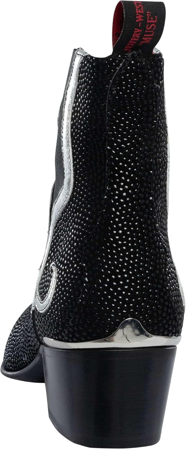 Jeffery West Men's Snake Crell Chelsea Boots, Black/Silver