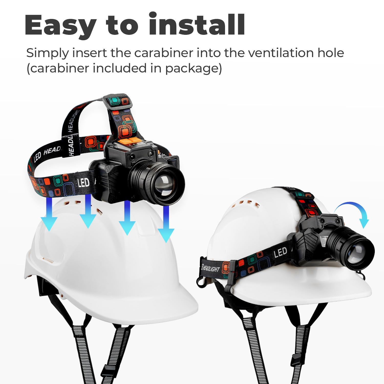 Casque Chantier Mustbau LED USB - Norme EN397 - Réglable 53-62cm
