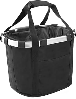 PrimeMatik - Panier de vélo Amovible pour Guidon en Toile Noire imperméable avec Cordon