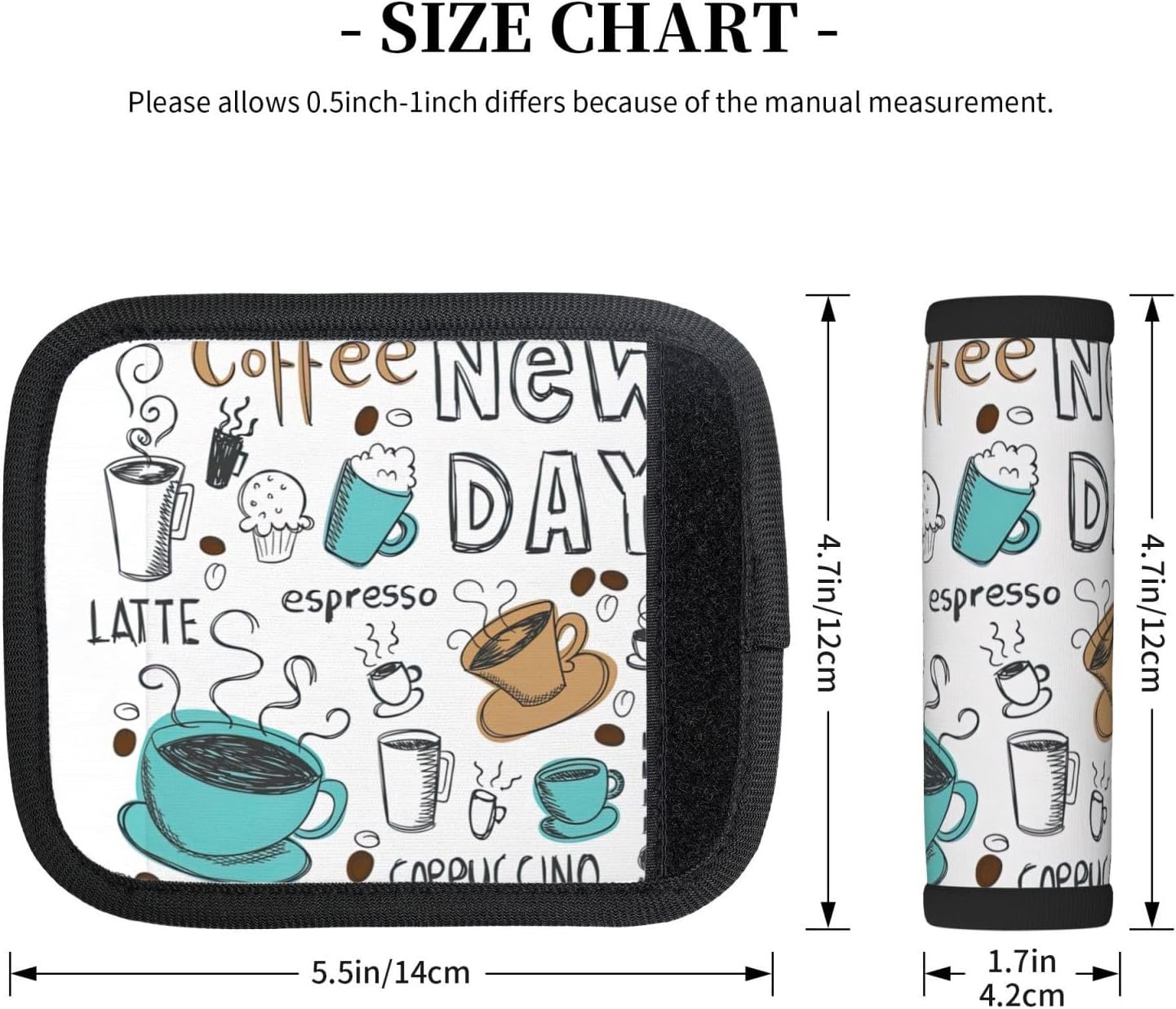 Delicious Coffee Print 2 Pack Luggage Handle Wrap for Suitcase, Comfort Soft Handle Covers, Luggage Accessories