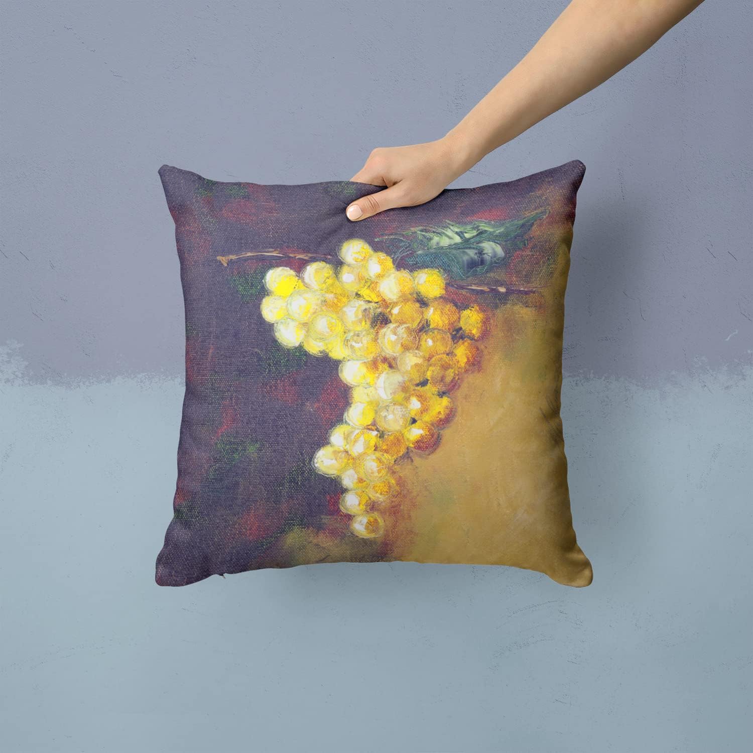 Caroline's Treasures TMTR0152PW1414 New White Grapes by Malenda Trick Fabric Decorative Pillow Machine Washable, Indoor Outdoor Decorative Pillow for Couch, Bed or Patio, 14Hx14W