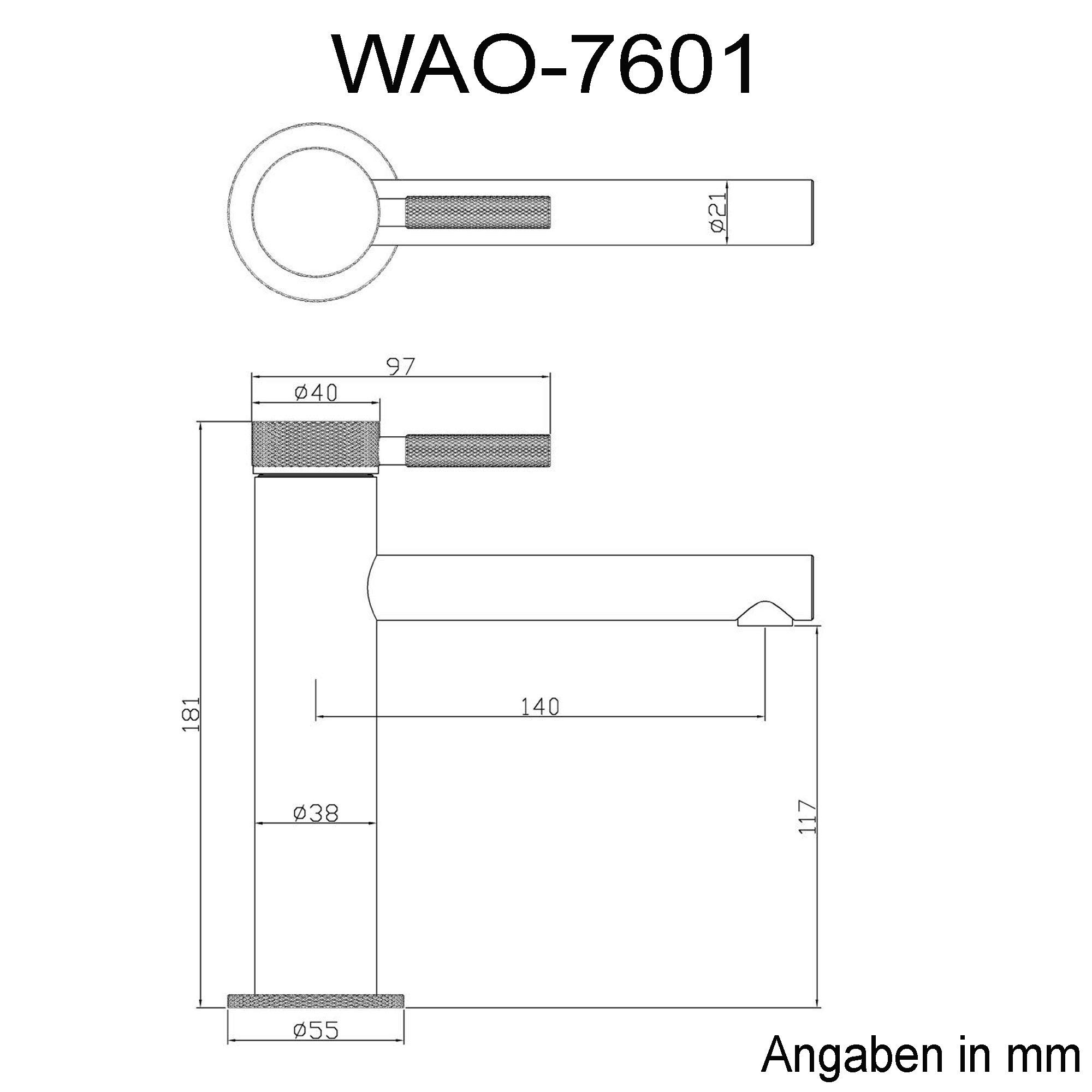 Mai & Mai Wasserhahn Bad Waschtischarmatur Schwarz matt 18,1 cm hoch | Einhebelmischer Badarmatur, Waschbeckenarmatur aus Messing, DIN Anschlüsse, WAO-7601