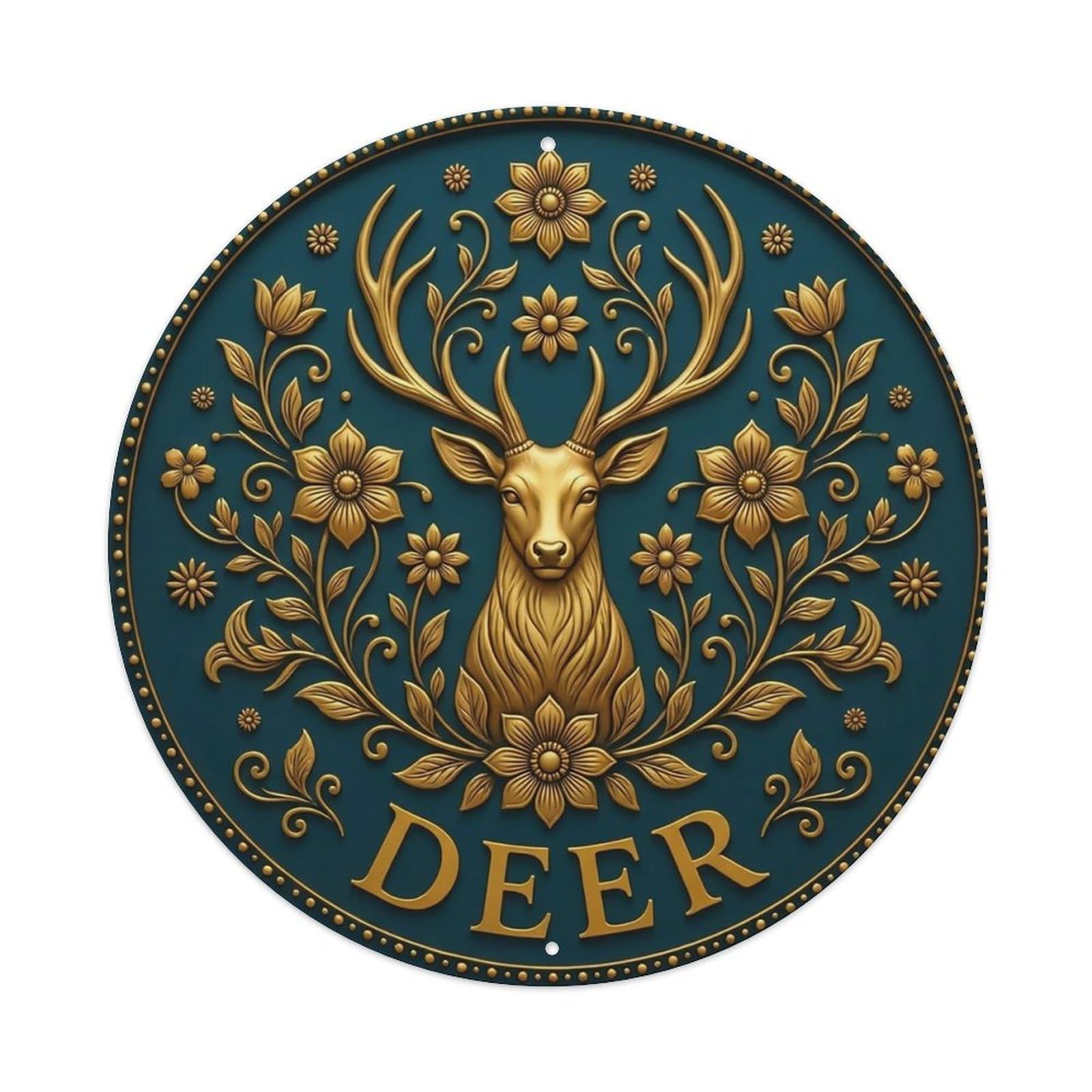 Vintage Deer Flower Zen Yoga Metal Tin Sign