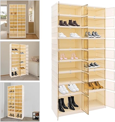 Miniatura 8 de 9-Tier Shoe Rack, 36pairs Collapsible Shoe Cabinet, Large Shoe Organizers and Storage with Double-Opening Door for Entryway, Closet, Bedroom