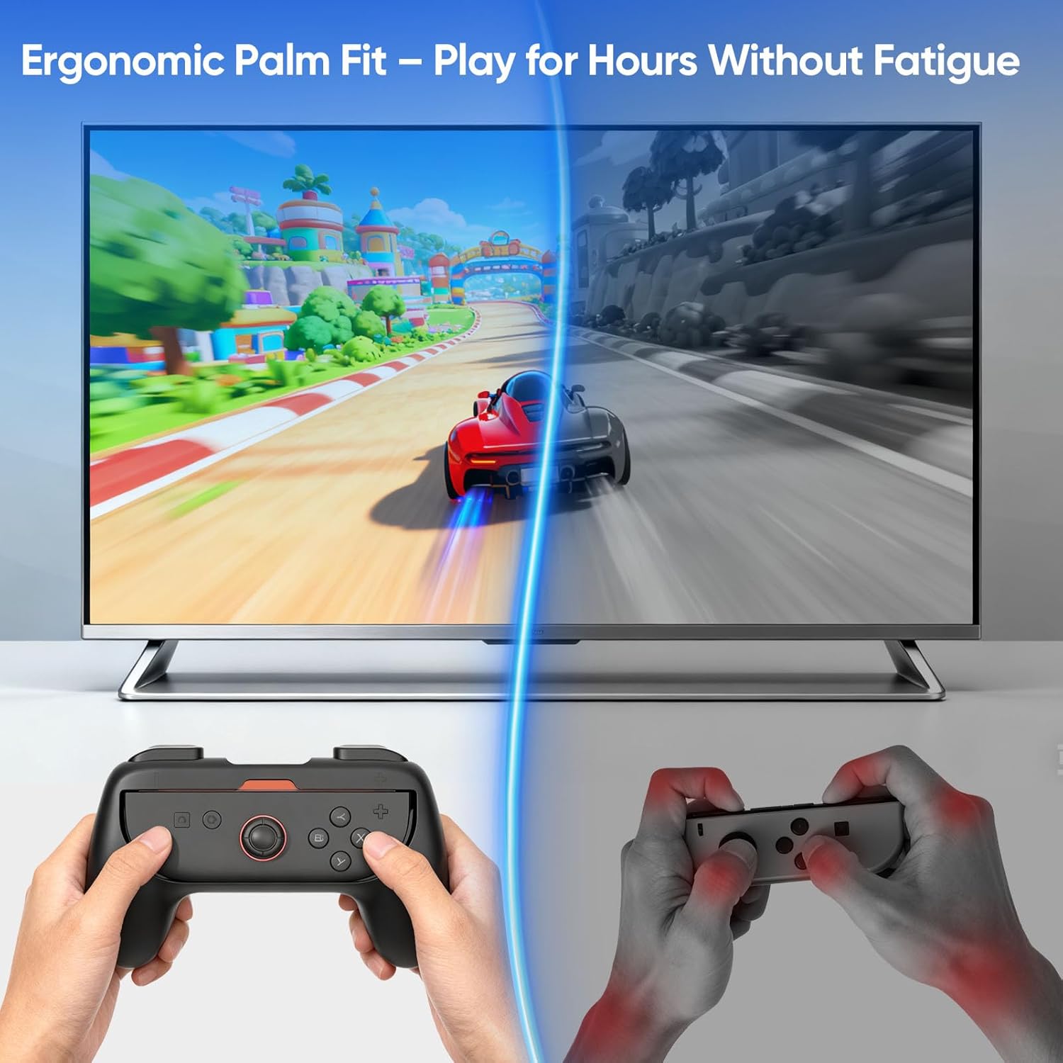 Switch 2 Grip Set (2 Joycon Grips + 2 Steering Wheels + 4 Thumb Caps),Ergonomic & Anti-Slip Controller Holder for Nintendo Switch 2 , Hand Grip Accessories for Switch 2/1/OLED, Family Pack for Mario Kart Games - Image 7