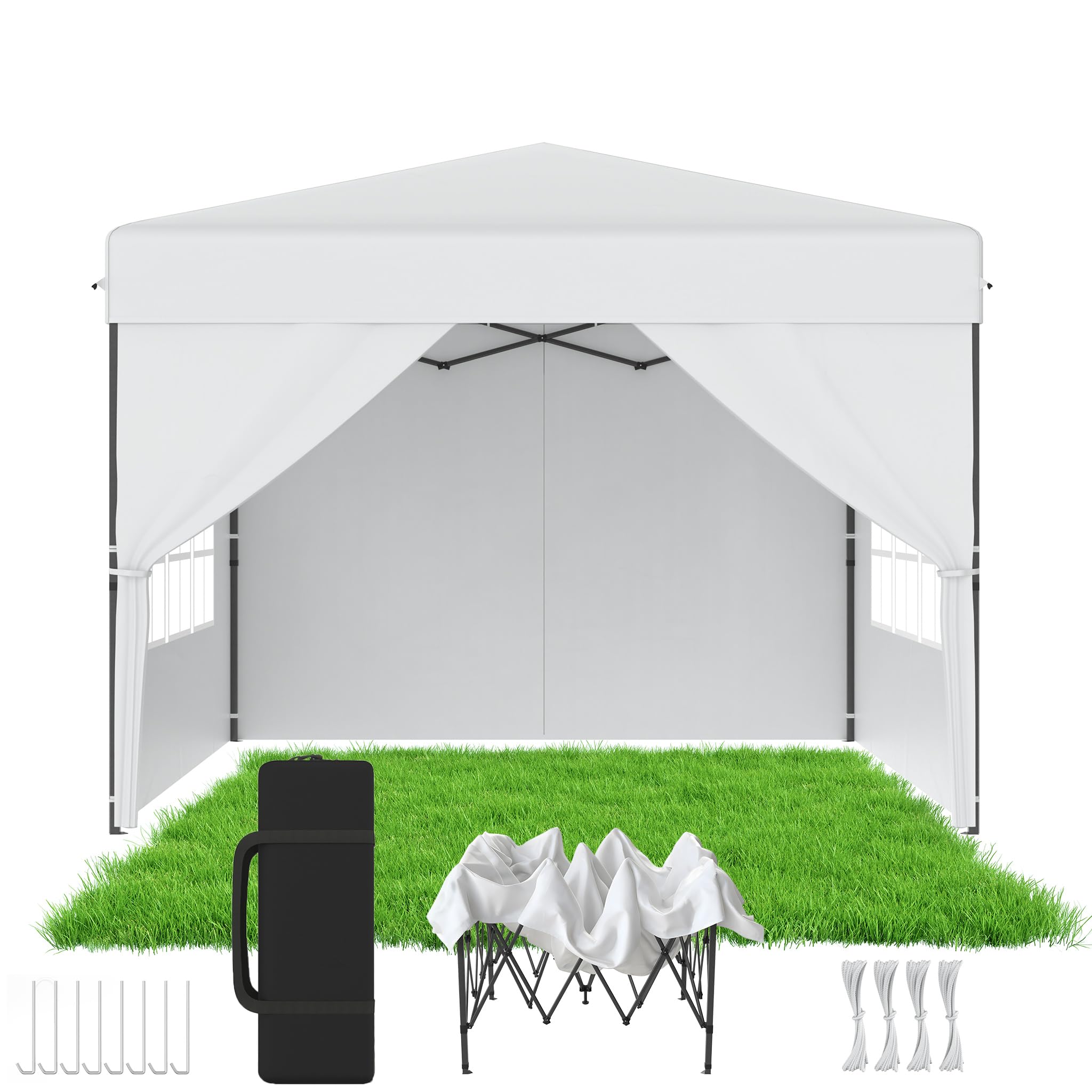 Cenador plegable de 3 x 3 m impermeable con 4 paredes laterales y protección UV para exterior