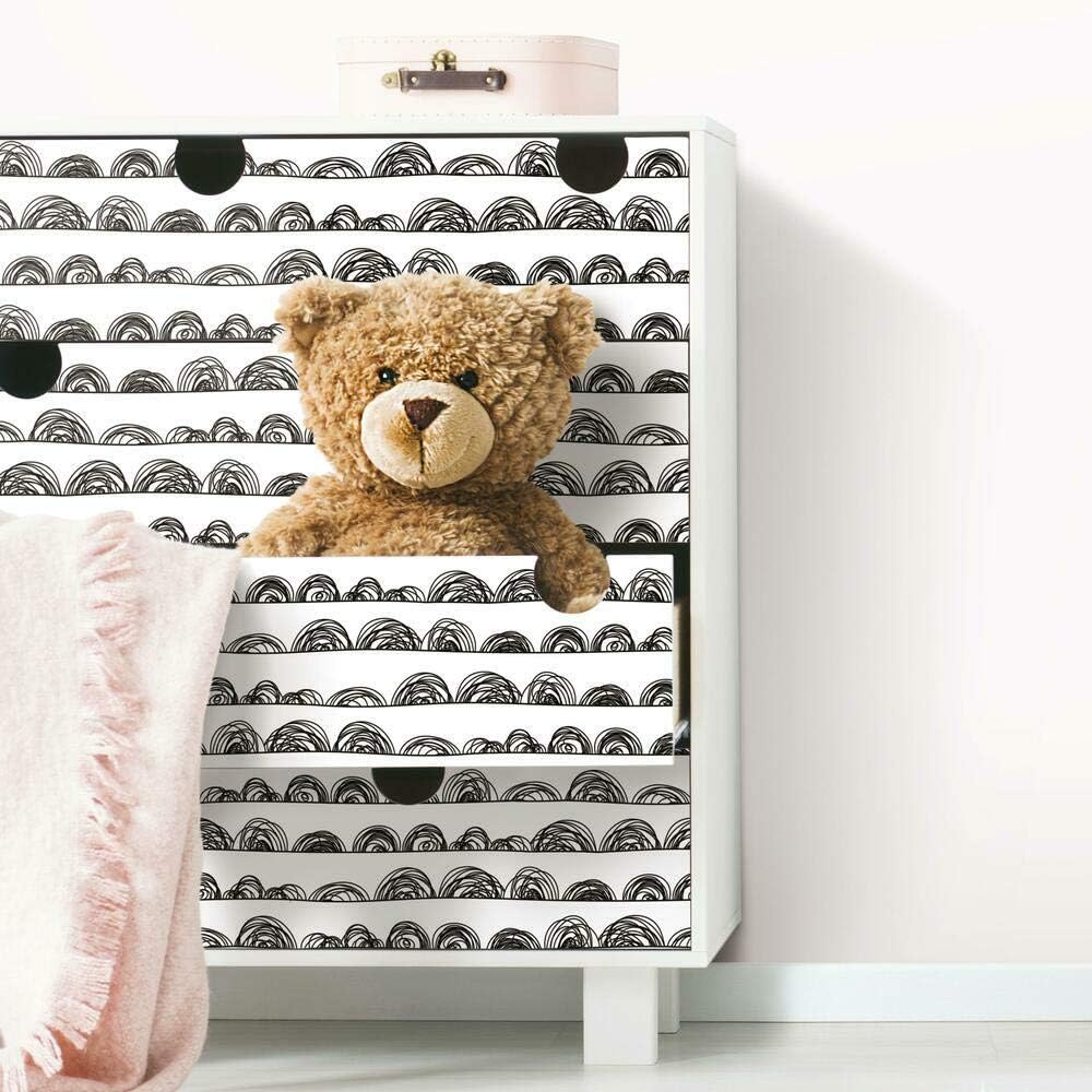 RoomMates RMK11815WP Doodle Scallop Peel and Stick Wallpaper, Black and White