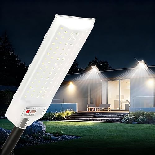 Miniatura 7 de Luz solar de calle, paquete de 2, luz solar impermeable para exteriores con sensor de movimiento, luz de inundación con control remoto del atardecer