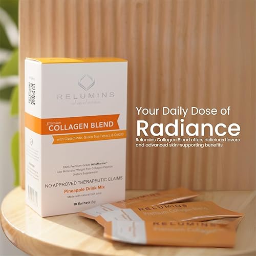 Miniatura 8 de Relumins Marine Collagen - Mezcla de bebida en polvo  Péptido de colágeno con glutatión, té verde, CoQ10 y ácido hialurónico que aumenta la piel