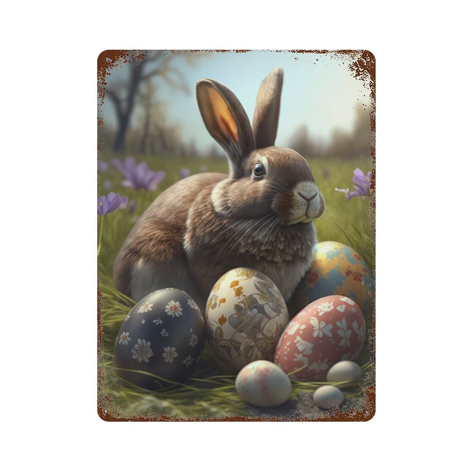 Easter Bunny IV 15.7"x11.8" Vintage Metal Tin Sign, Retro Wall Decor for Basement, Hobby Room And Garage Decor