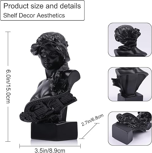 Miniatura 2 de LCCCK Estatua de busto de mitología griega negra de 6 pulgadas de alto, estatua de afrodita de resina y escultura para decoración de habitación de