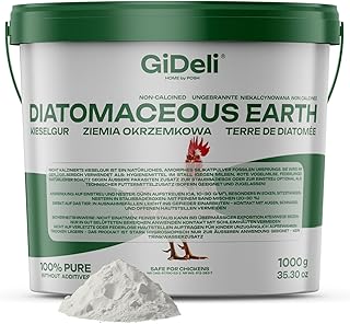 GiDeli Terre de diatomée pour poulets - Poudre de terre de diatomée 100 % pure non calcinée contre l'acarien rouge - 1 kg