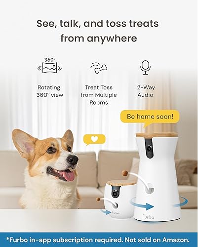Miniatura 2 de Furbo Cámara para perros de 360 + mini cámara de 360 (paquete de 2 cámaras de suscripción a Nanny Pro) Alertas de seguridad para perros, cámara