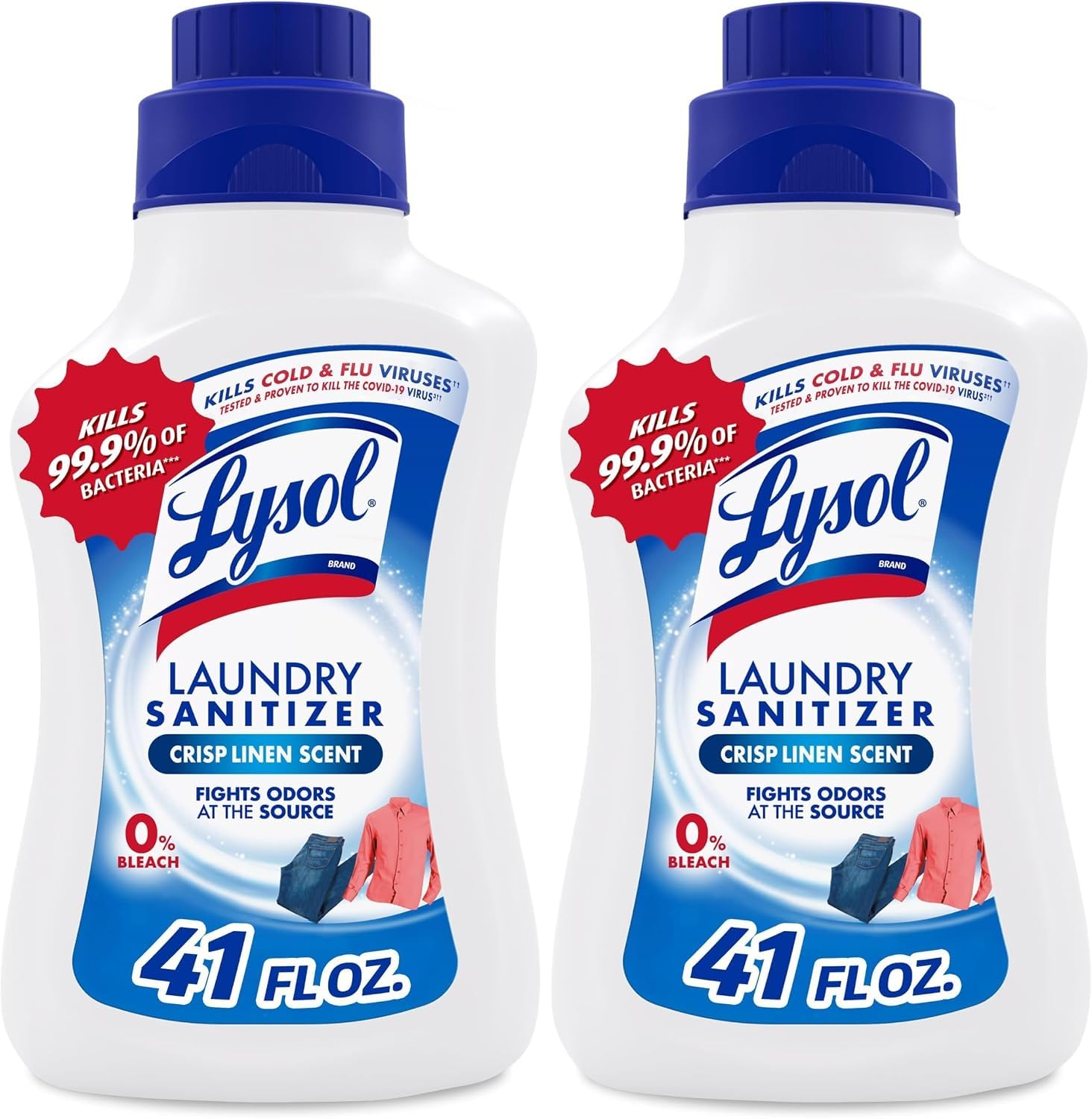 Lysol Laundry Sanitizer Liquid, Detergent Additive, Crisp Linen, 41oz, 2Pk