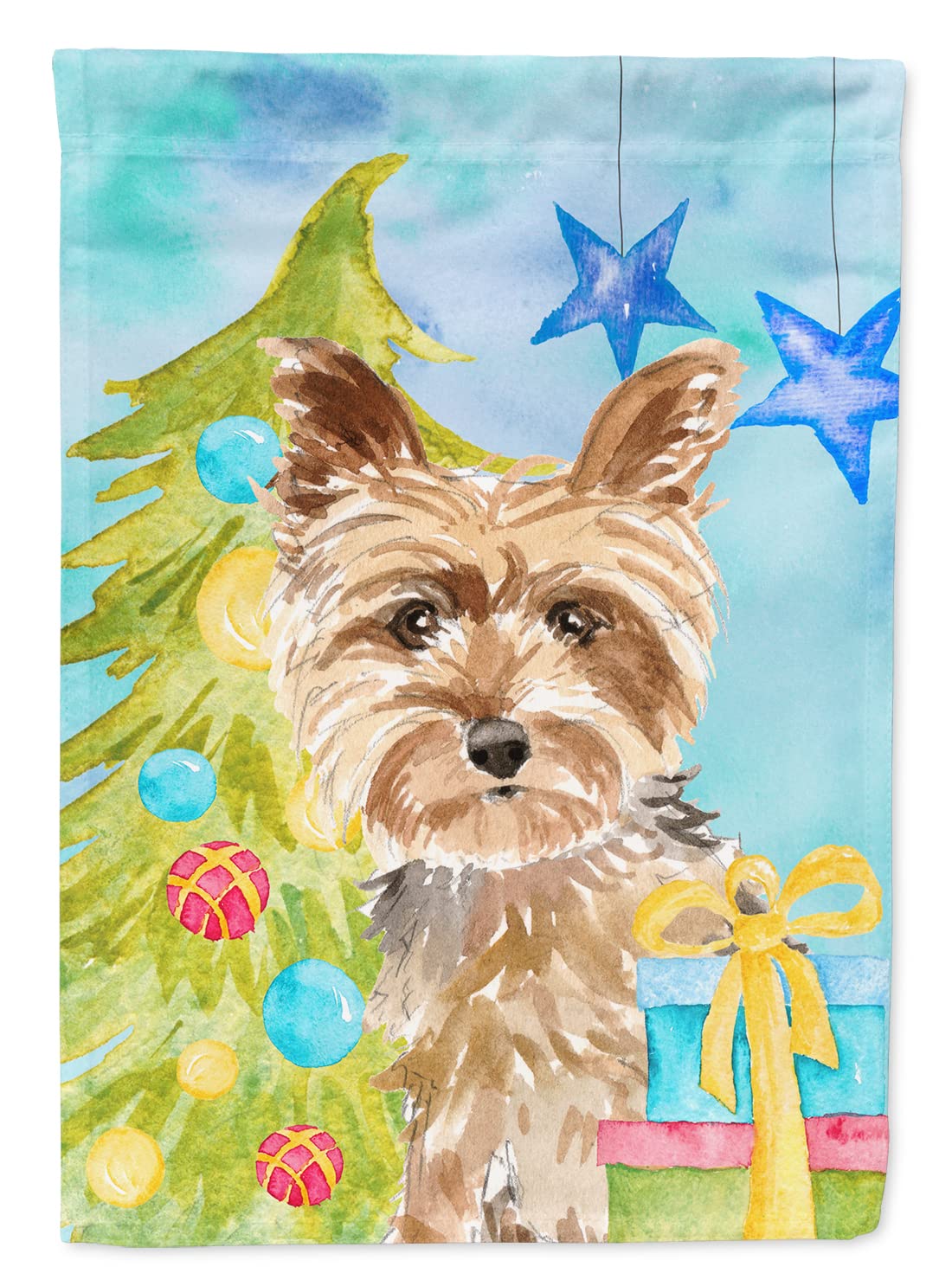Drapeau en toile Caroline's Treasures CK1854CHF Yorkie de Noël avec impression haute définition