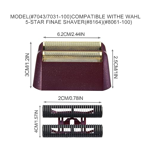 Miniatura 4 de Hoja de repuesto profesional de la serie 5 Star Finale para afeitadora y barra de cortadora compatible con wahl Shaver Foil 7031-100, 7043-100