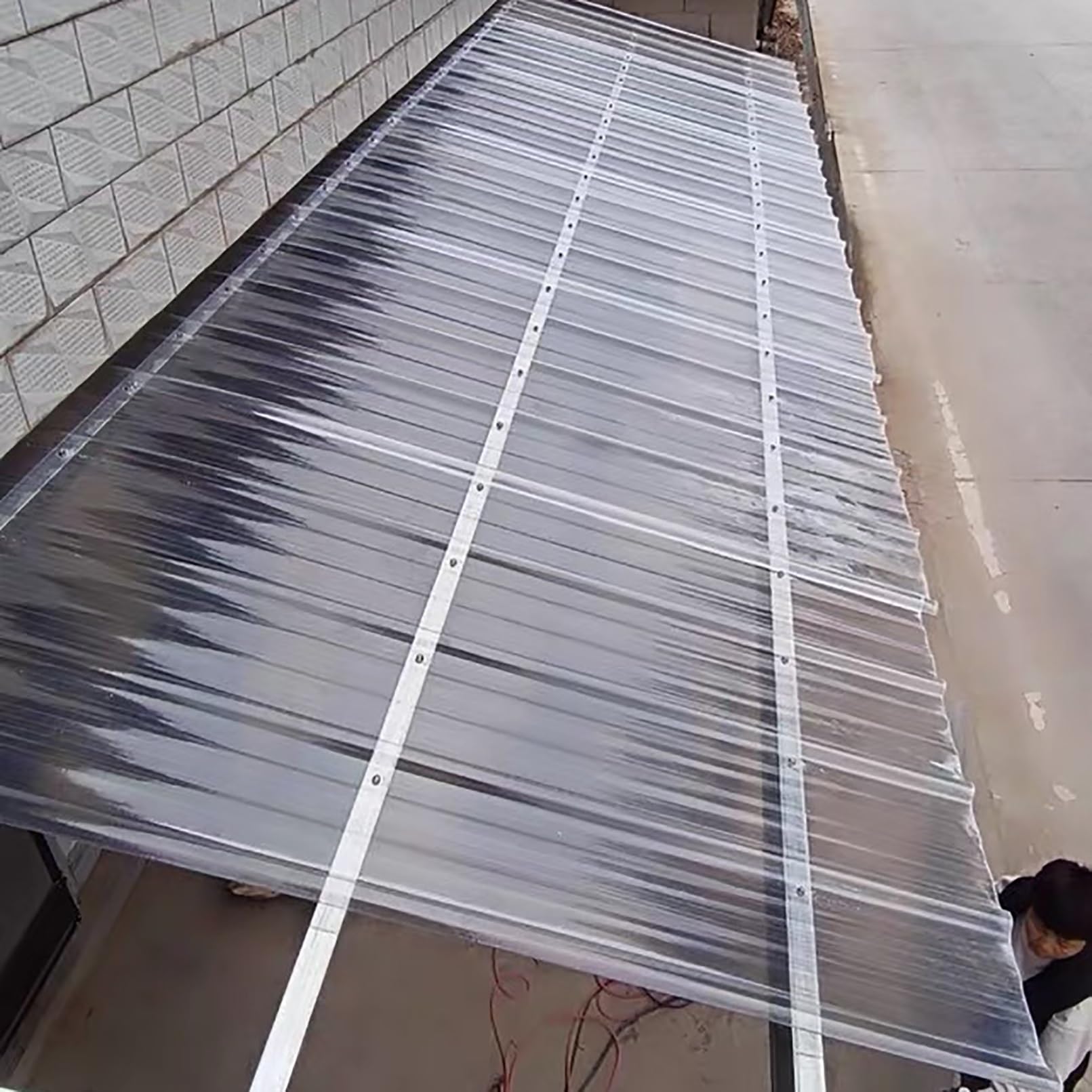 Planchas Para Tejado Transparente, Placa De Iluminación De Fibra De Vidrio, Chapa Ondulada Aislamiento, Paneles De Techo Silencioso, Fácil De Doblar/Cortar(9pcs,93x160cm/36.6x63in)